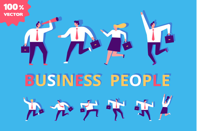 business-people-flat-vector-set