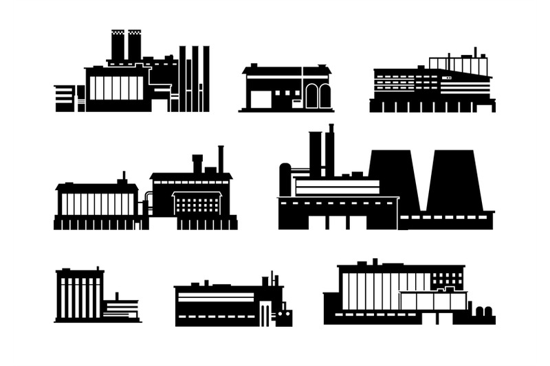 factory-power-and-manufacturing-plant-black-silhouette-icons-isolated