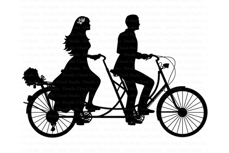 Wedding Tandem Bike Bride and Groom SVG. By Doodle Cloud Studio