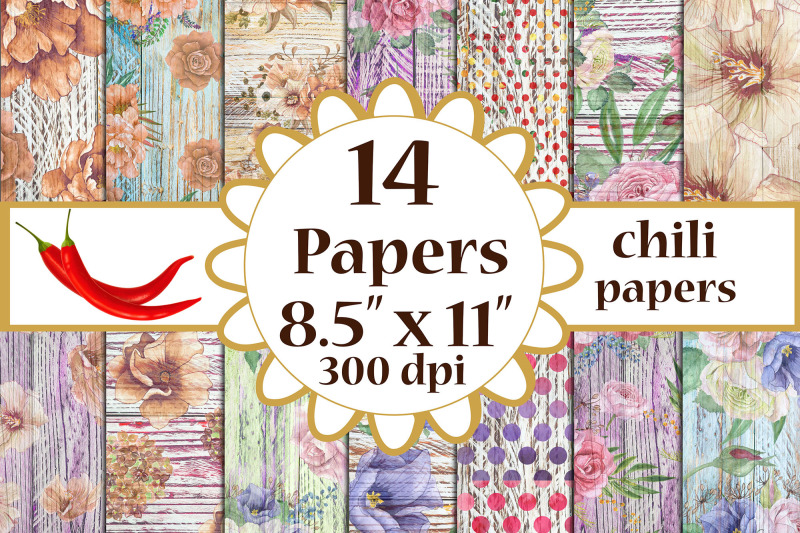 wood-paper-floral-paper-shabby-digital-paper-a4-papers
