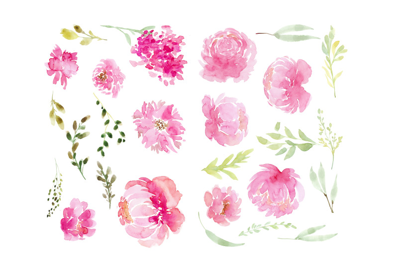 watercolour-clipart-pink-flowers-peonies-and-greenery