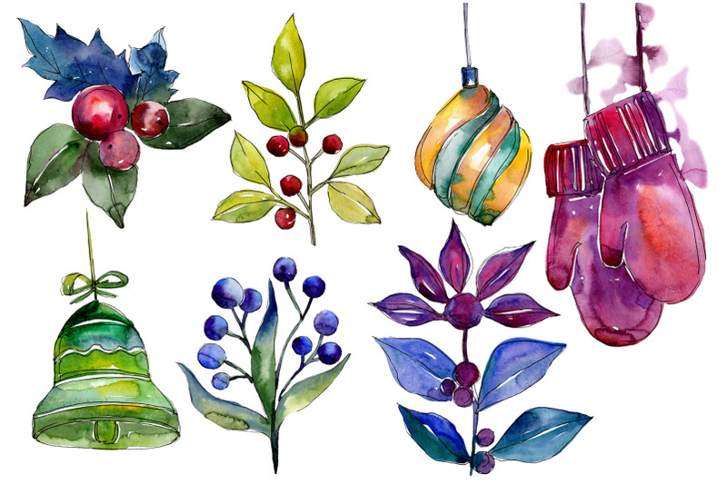 collection-of-happiness-christmas-watercolor-png