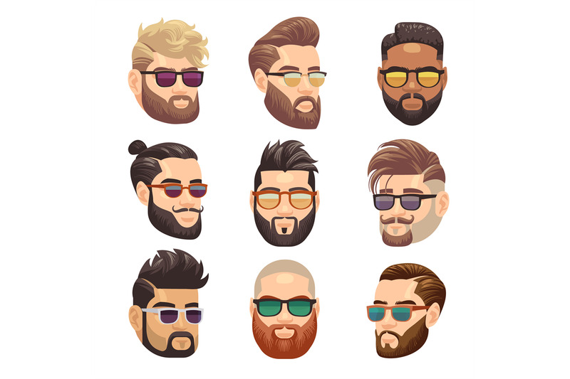cartoon-bearded-hipster-man-and-male-hairstyle-vector-set