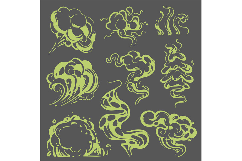 cartoon-bad-smell-stench-green-clouds-vector-set-isolated