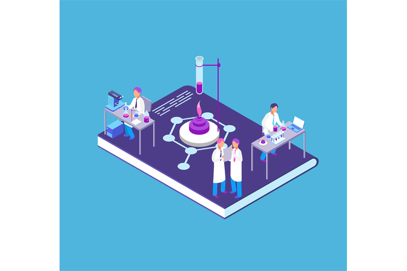 chemistry-pharmaceutical-3d-isometric-concept-with-chemical-laborator