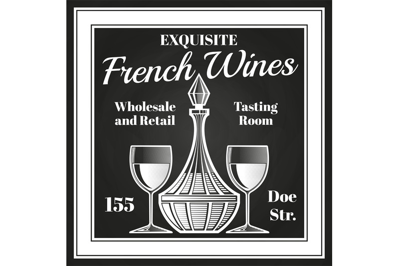 engraving-style-wine-label-vector-design-chalkboard-sketch-of-decante