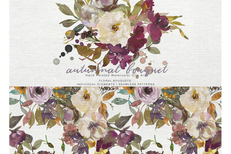 autumn-colors-flowers-clipart-watercolor-leaf-clipart-ivory-wine-brown