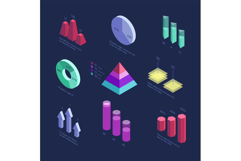 isometric-3d-business-statistics-data-charts-percentage-diagram-fina