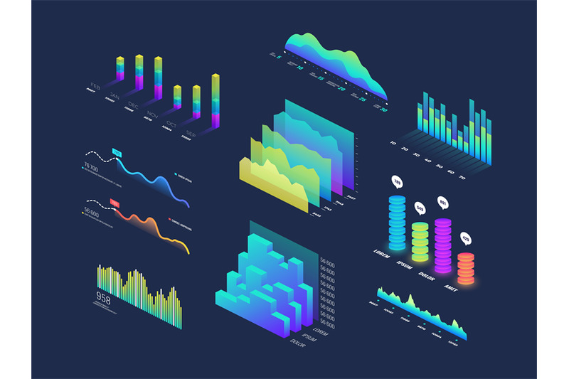 future-tech-3d-isometric-data-finance-graphic-business-charts-analys