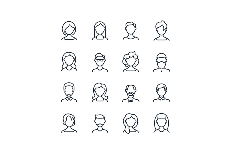 woman-and-man-face-line-icons-female-male-profile-outline-symbols-wit