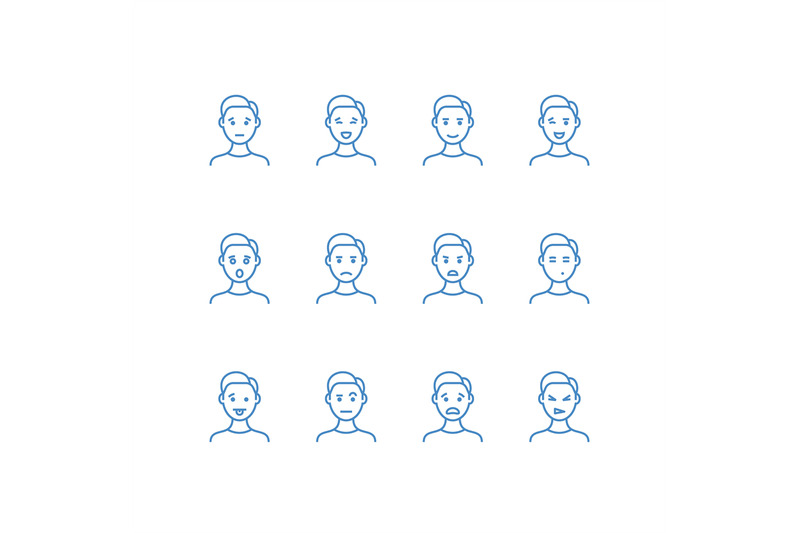 man-face-with-different-emotions-line-icons-male-profile-outline-symb