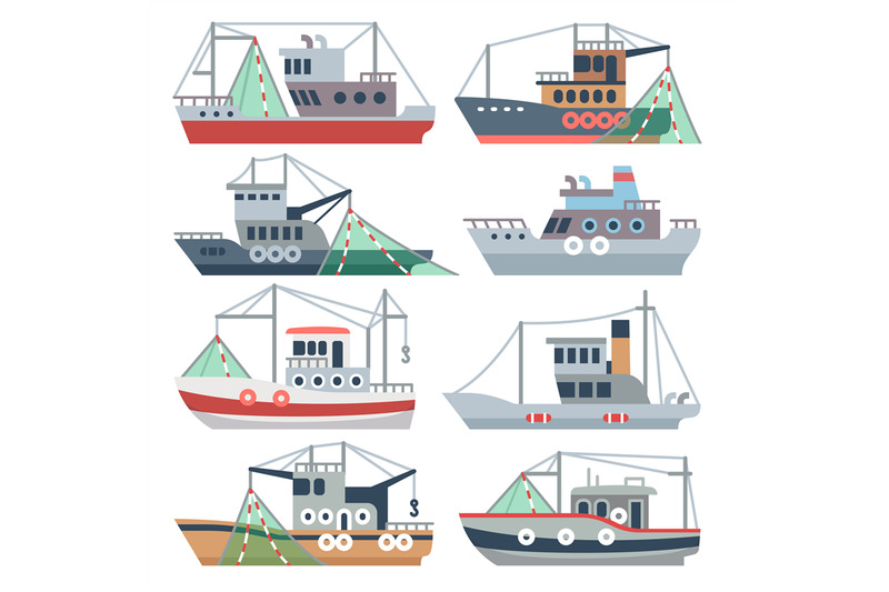 fishing-ocean-boats-commercial-fisherman-ships-isolated-vector-set