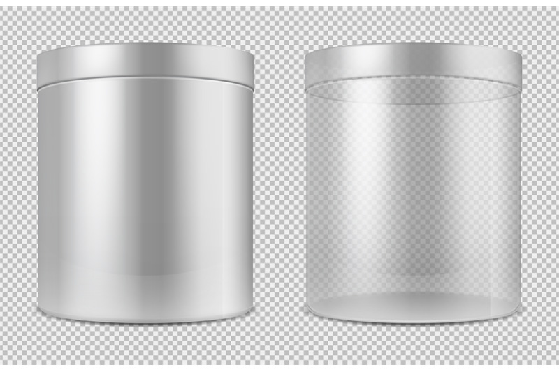 cylinder-empty-transparent-glass-and-white-cans-package-for-food-coo