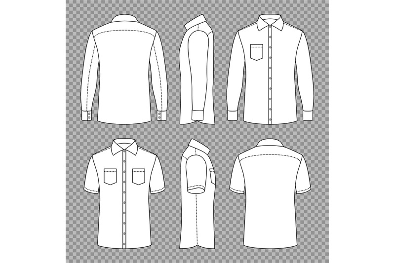 casual-mans-blank-outline-shirts-with-short-and-long-sleeves-in-front