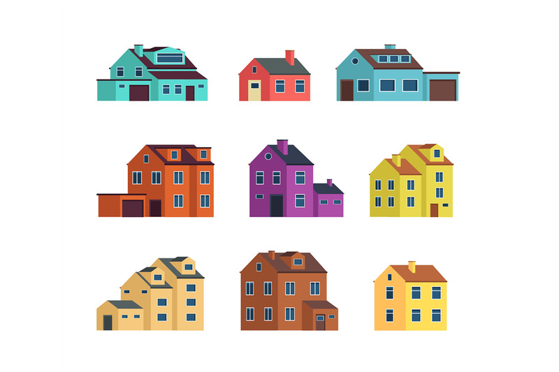 flat-cartoon-town-houses-cottage-buildings-with-door-and-windows-hom