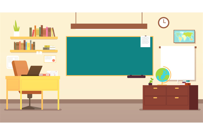 nobody-school-classroom-interior-with-teachers-desk-and-blackboard-vec