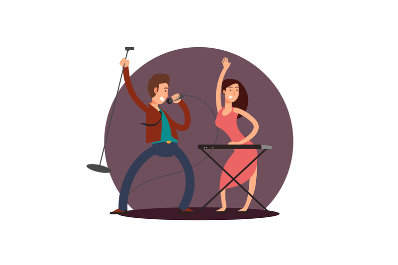 cartoon-character-male-singer-and-female-pianist-vector-design