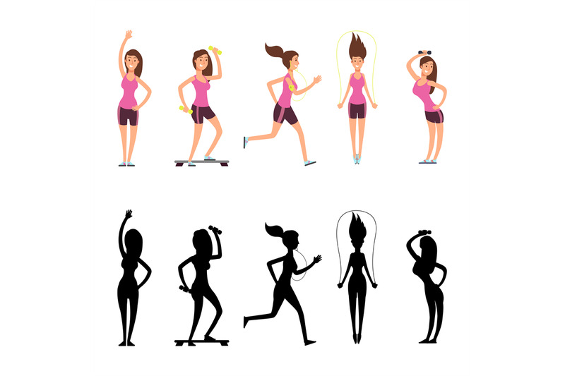 sport-woman-characters-vector-female-fitness-silhouettes-isolated-on