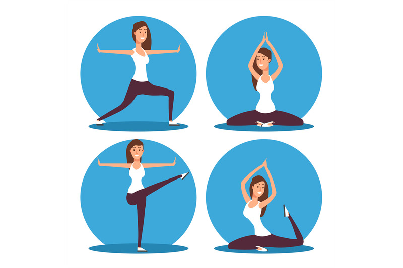 young-woman-making-yoga-exercises-and-meditation-vector-illustration