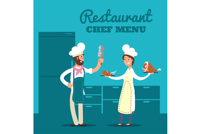 restaurant-with-kitchen-silhouette-and-cartoon-chef-and-cooks