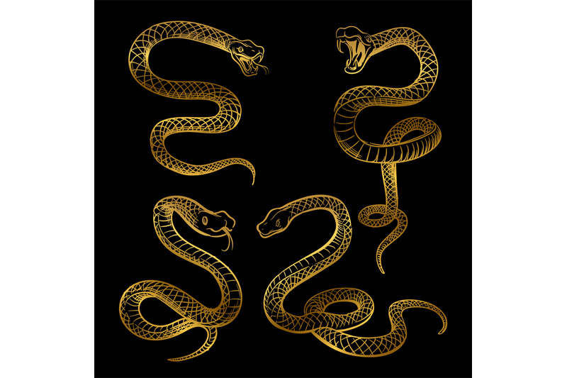 golden-snake-set-hand-drawn-snakes