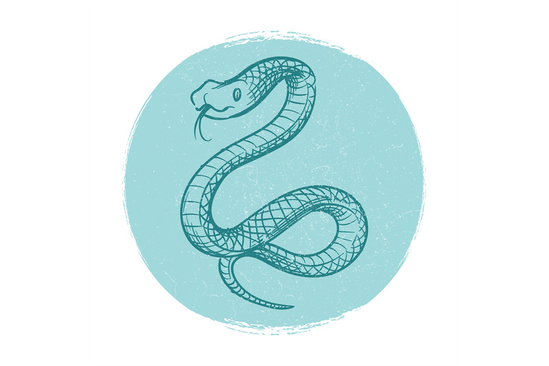 grunge-vector-design-emblem-with-hand-drawn-snake