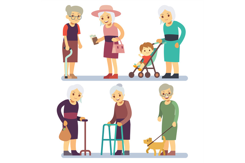 old-women-cartoon-character-set-senior-ladies-in-different-situation