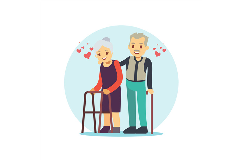 smiling-and-happy-old-couple-elderly-family-in-love-cartoon-character