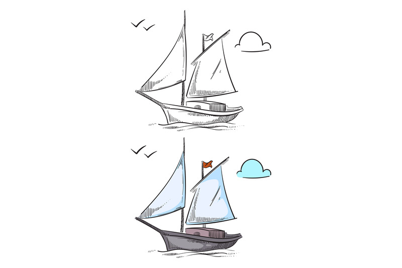 coloring-ship-hand-drawn-boat-isolated-on-white-background