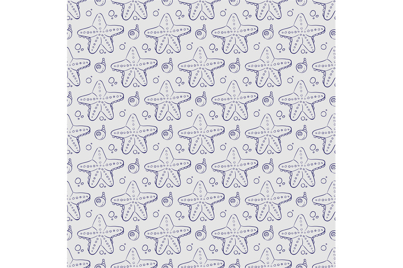 hand-drawn-sea-shell-and-starfish-seamless-pattern