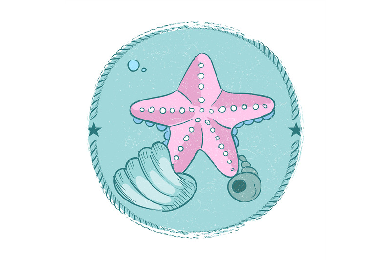 hand-drawn-starfish-and-seashell-grunge-emblem