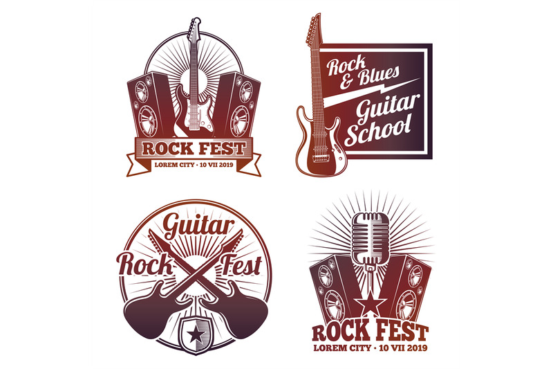 rock-and-roll-music-vector-labels-vintage-heavy-metal-emblems-isolate