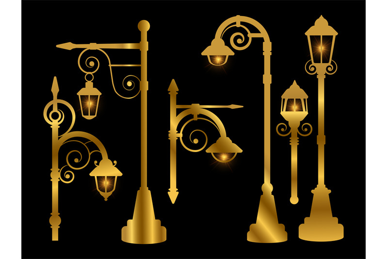 street-lamp-road-lights-vector-golden