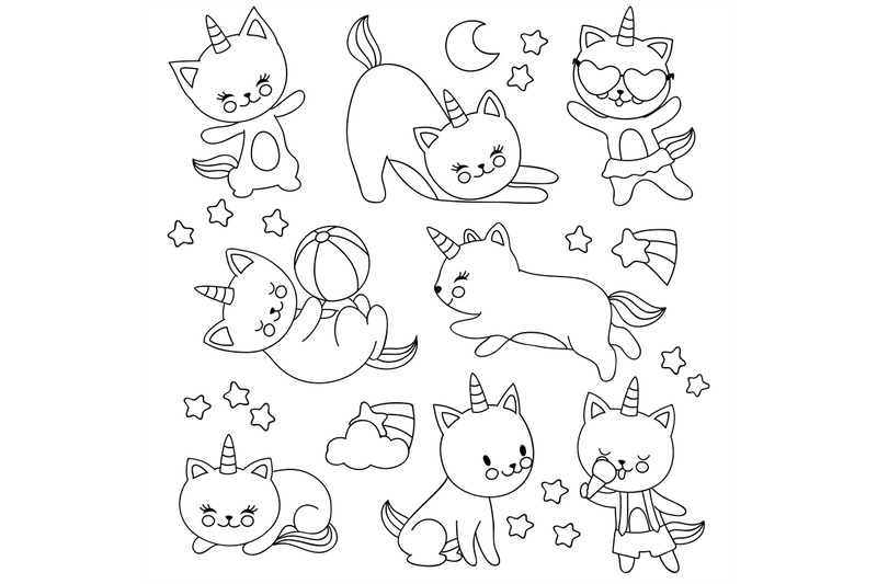 hand-drawn-cute-flying-unicorn-cats-vector-cartoon-characters-for-kid