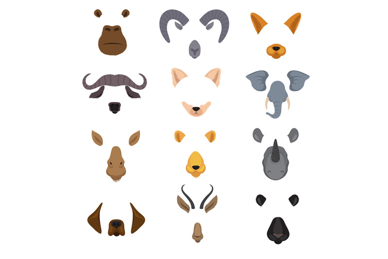 video-mobile-chat-animal-faces-cartoon-animals-masks-isolated-vector