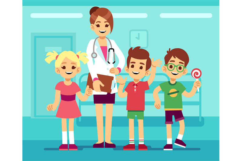 cute-female-pediatrician-doctor-and-happy-healthy-boys-and-girls-in-ho