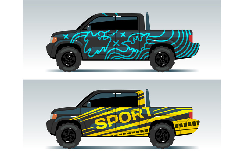racing-car-graphic-truck-wrapping-background-vehicle-branding-vector