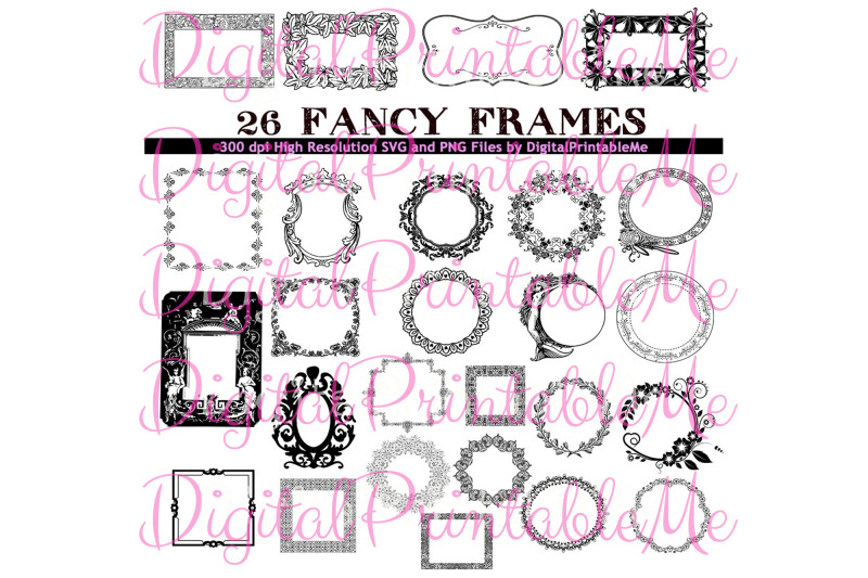 frame-clip-art-set-border-26-images-fancy-pack-art-deco-instant-d