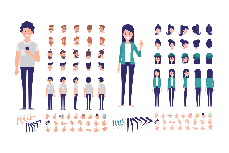 male-and-female-animation-vector-set