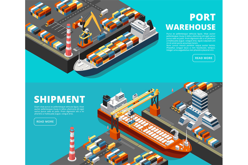 sea-transportation-horizontal-vector-sea-freight-and-shipping-banners