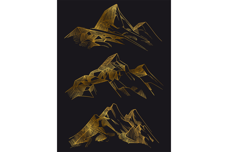 golden-mountains-isoated-on-black-background