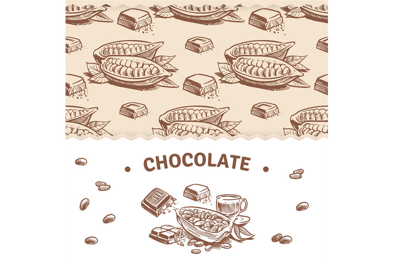 chocolate-banner-template-with-sweet-seamless-pattern