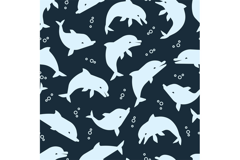 dolphin-silhouettes-seamless-pattern-sealife-vector-background
