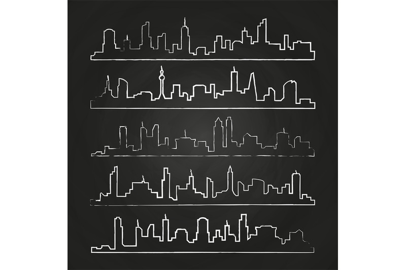 building-line-of-town-hand-drawn-urban-vector-cityscape-set