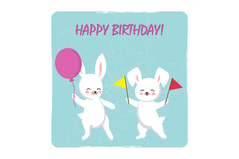 birthday-postcard-template-with-two-happy-bunnies-with-balloon-and-fla