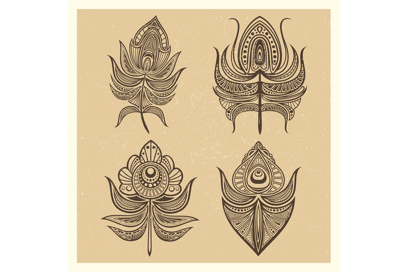 vintage-mandala-style-feathers-vector-illustration