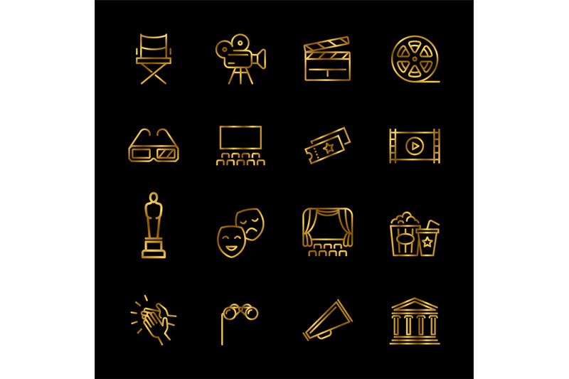 golden-entertainment-and-performance-line-vector-icons