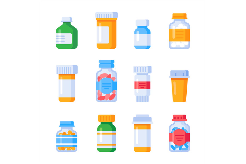 flat-medicine-bottles-vitamin-bottle-with-prescription-label-drug-pi