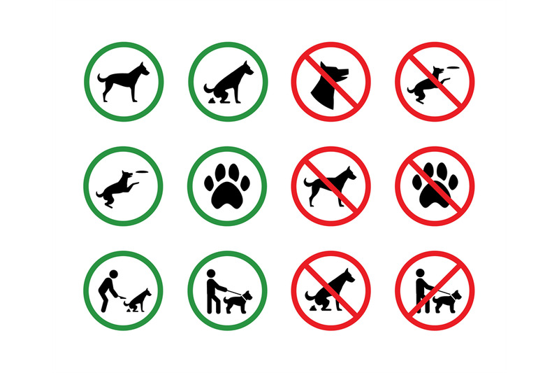 dog-forbidden-signs-dogs-permission-and-restriction-silhouette-park-v