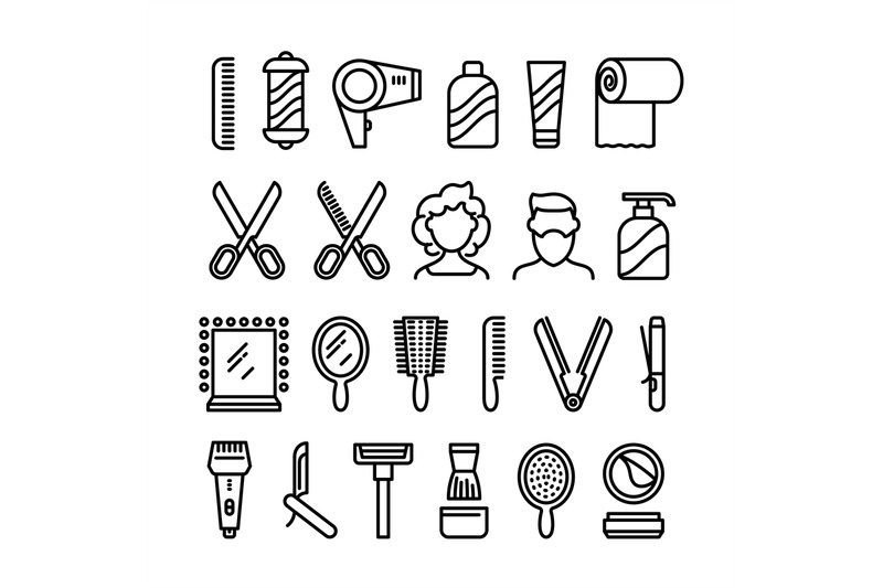 hair-salon-icons-beautiful-hairstyle-and-haircut-vector-line-symbols